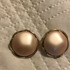 Elegant Gold and Cream Clip-On Earrings